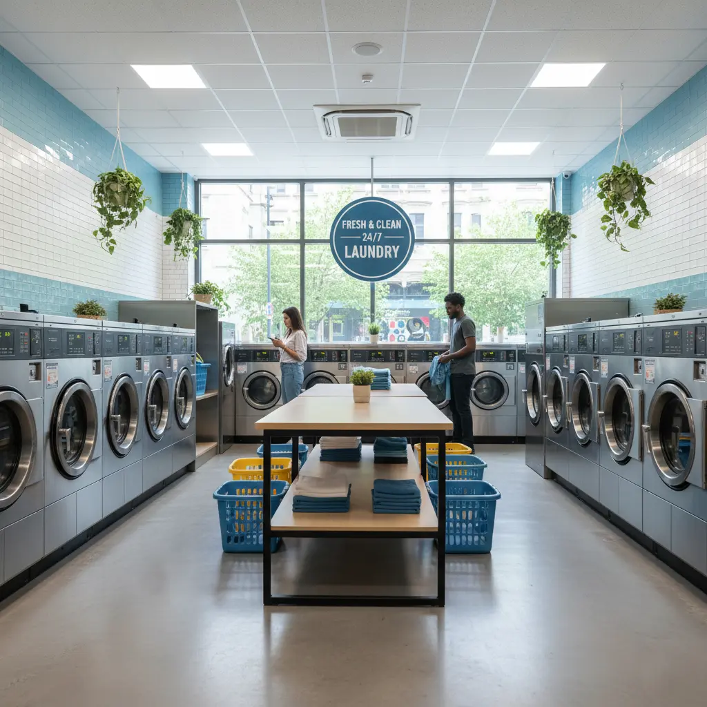 Modern launderette interior
